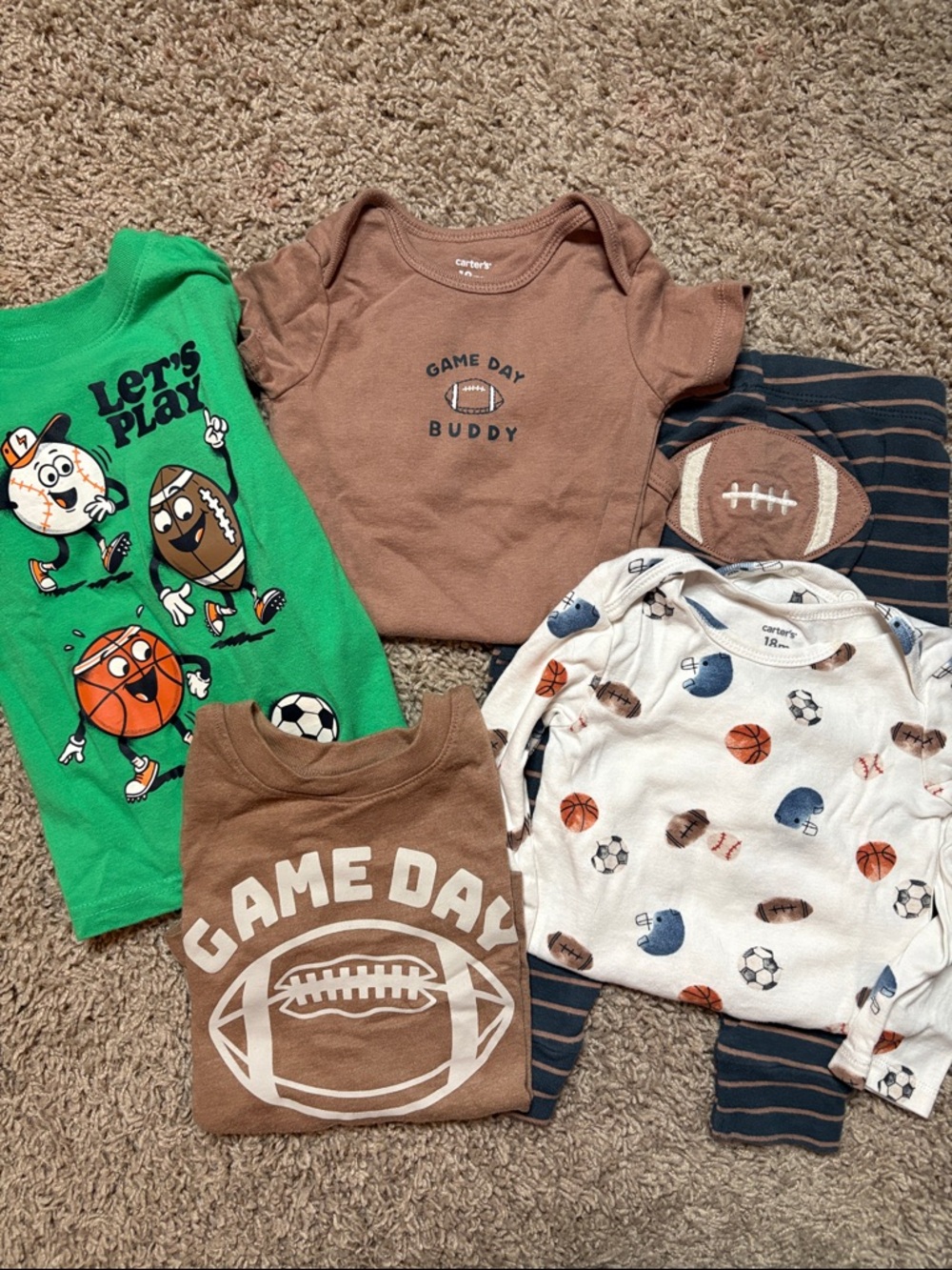 18 months bundle featuring Carter's Brown, White & Blue Sports 3-Piece set